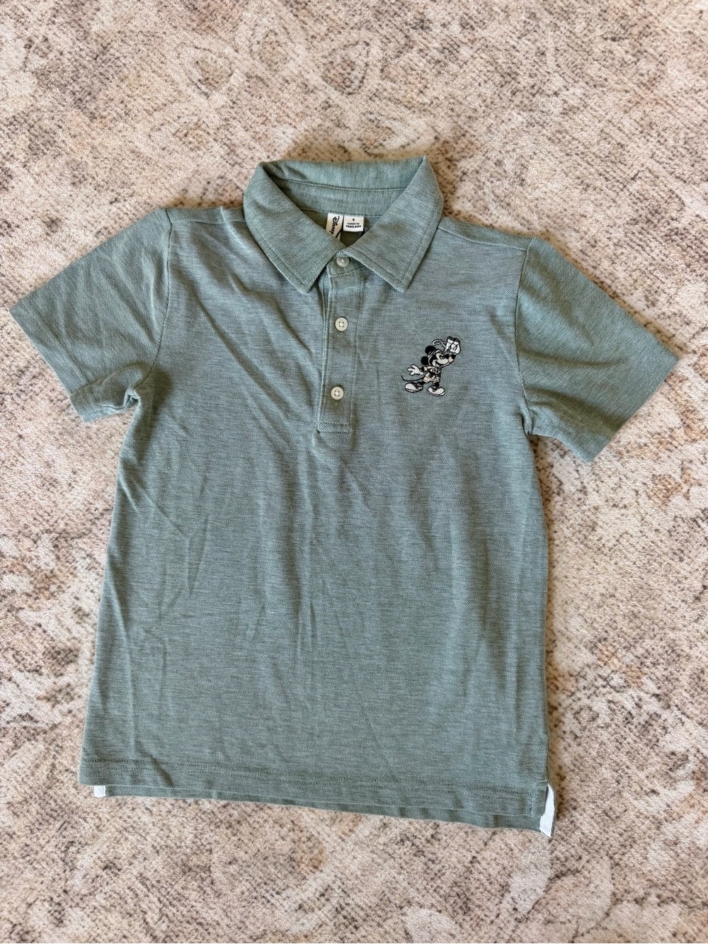 Janie and Jack Disney Green Polo with Embroidered Mickey